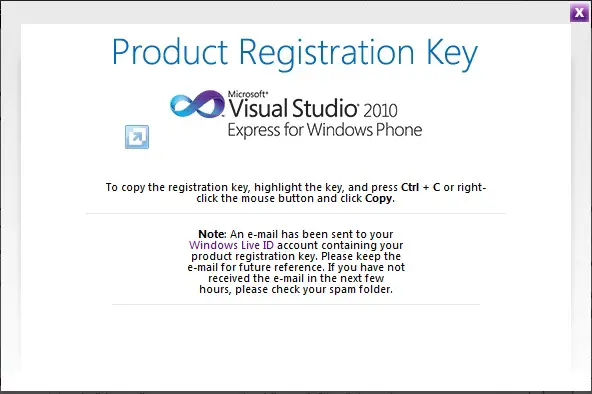 Microsoft Visual Studio 2010 Express for Windows Phone in a trial mode