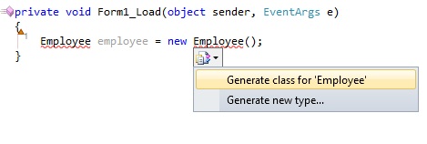 Using Generate from Usage feature in Visual Studio 2010