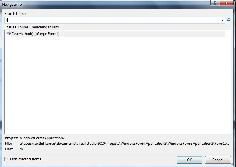 Visual Studio 2010 - Navigate To feature