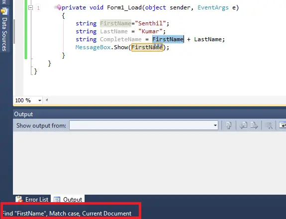 Search the Selected Text in the Sourcecode without using Find Window in Visual Studio 2010