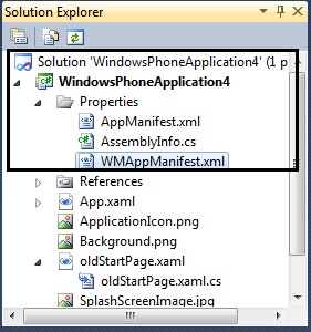 How to change the Start Page of the Windows Phone 7 Application in Visual Studio 2010?