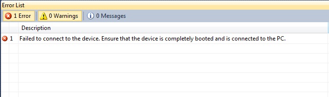 Common Errors on running Apps in Windows Phone 7 Device using Visual Studio