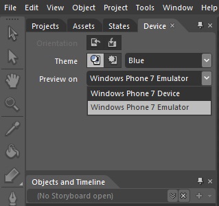 Switch between Windows Phone 7 emulator and Device on debugging in Expression Blend
