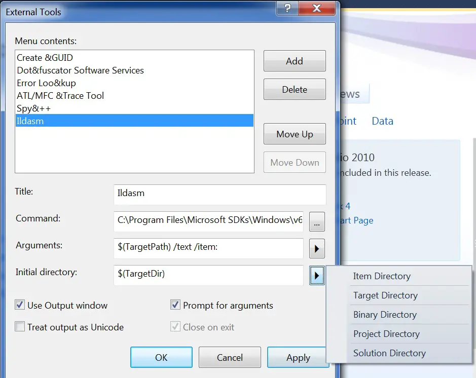 How to Display IL code in Visual Studio 2010 ?