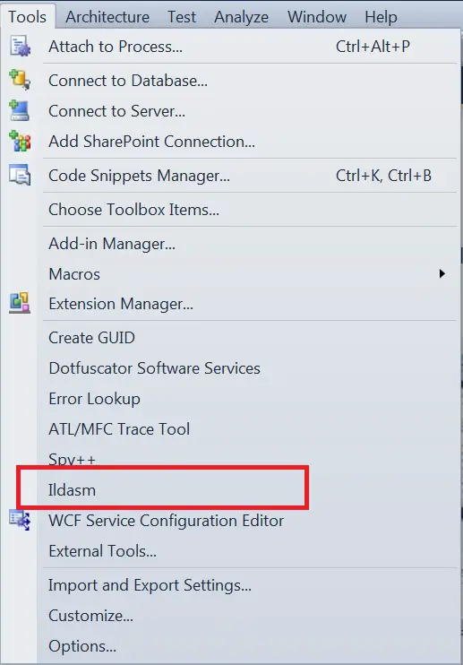 How to Display IL code in Visual Studio 2010 ?