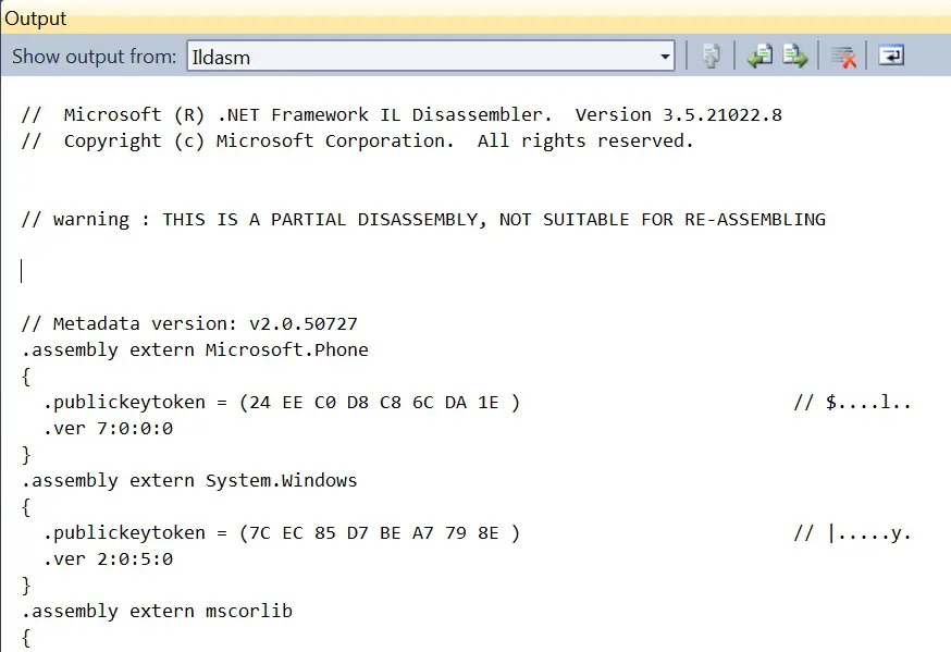 How to Display IL code in Visual Studio 2010 ?