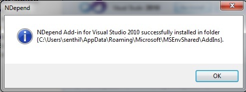 How to Install NDEPEND AddIn to Visual Studio 2010?