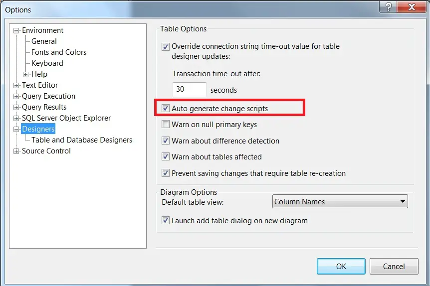 Auto generate change scripts in SQL Server Management Studio - 2