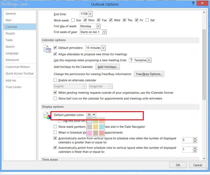 How to Change the default Calendar Color in Microsoft Outlook 2013?