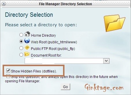 How to show hidden files in cPanel File Manager?