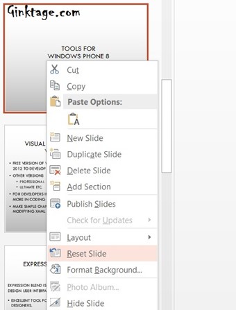 How to Reset All Changes in a Slide in Microsoft PowerPoint 2013?