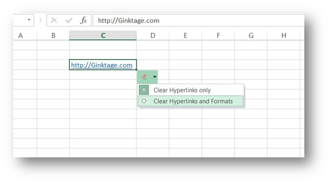 How to clear Hyperlinks from Spreadsheet in Microsoft Excel 2013?