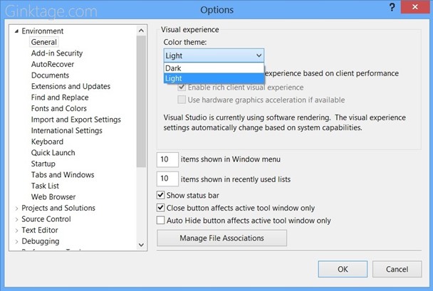 Visual Studio 2012 Tips and Tricks - Change the Theme