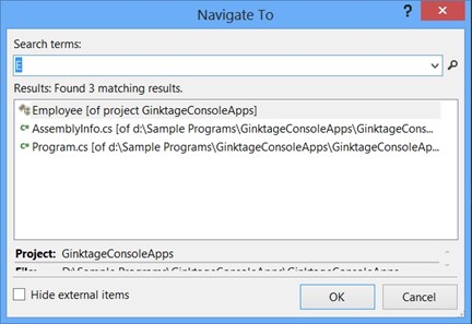Visual Studio 2012 Tips and Tricks - Navigate To