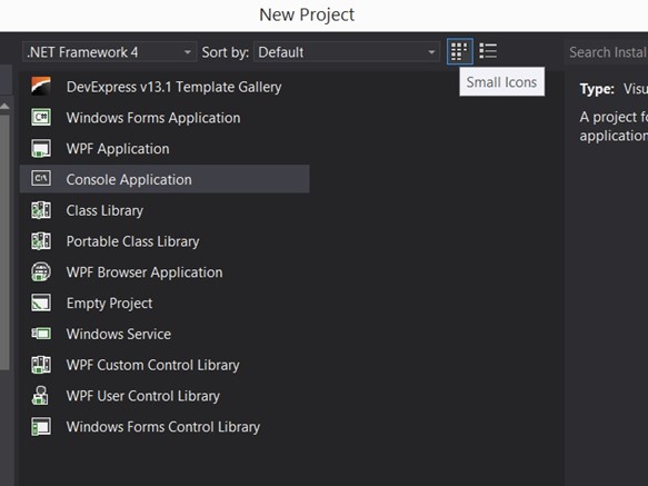 Visual Studio 2012 Tips and Tricks - Sorting, Searching and Icons in the New Project Dialog