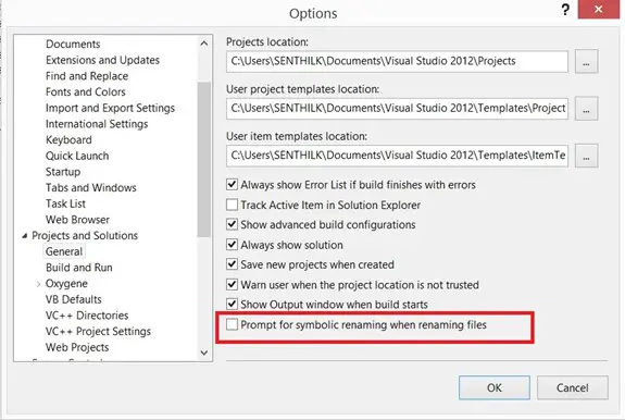 Visual Studio 2012 Tips and Tricks - Enable/Disable Message Box on Automatic Symbol Renaming