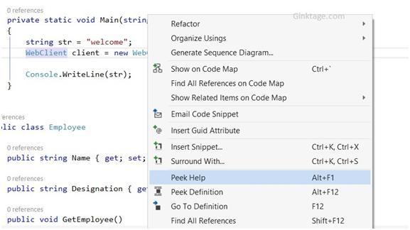 Visual Studio 2013 Tips and Tricks - Peek Help Feature with Productivity Power Tool 2013