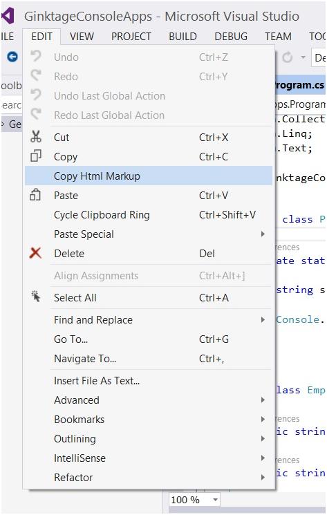 Visual Studio 2013 Tips and Tricks - Copy HTML Markup Feature with Productivity Power Tool 2013
