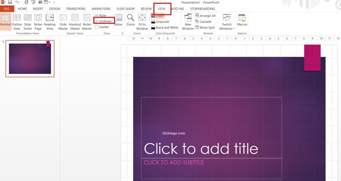 How to Enable Gridlines in Microsoft PowerPoint 2013?