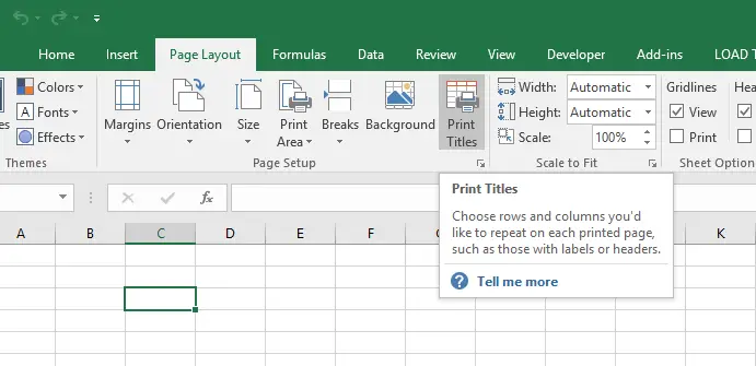 making a title page in excel